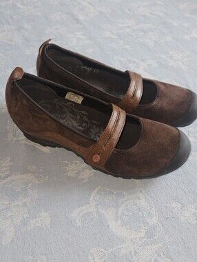 MERRELL Plaza Bandeau Womens 8 Espresso Brown Suede Leather Mary Jane Shoes